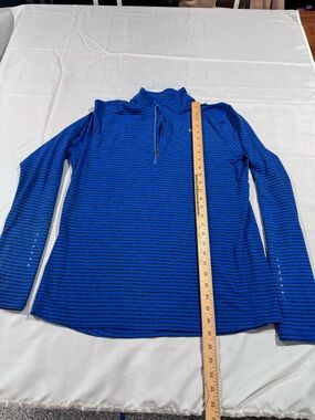 Nike Blue and Black Striped Dri-Fit Pullover